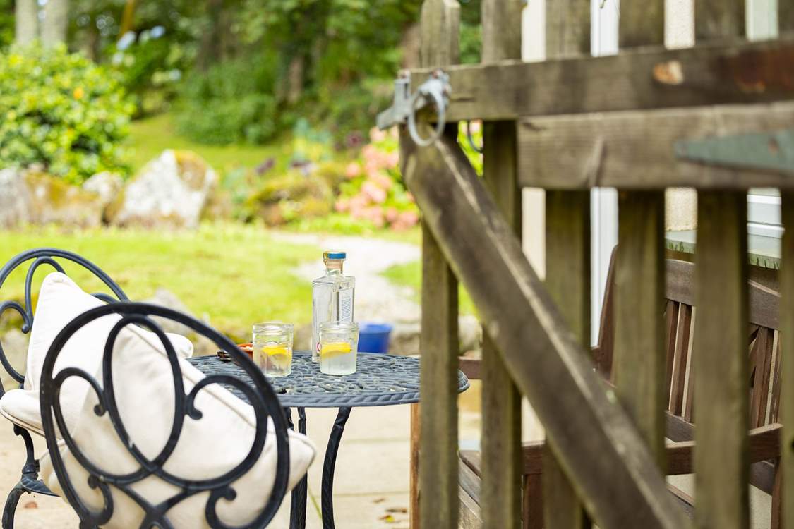 This little bistro table is on the garden side of Barn Cottage, the perfect spot for an afternoon tipple.
