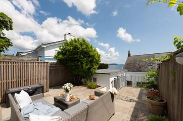 The raised terrace to the rear of the house, another great spot to spend time.