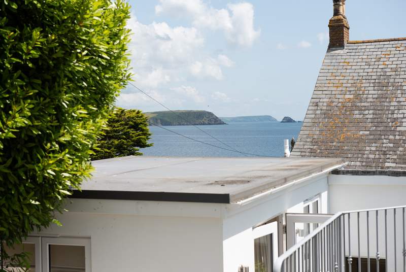 There are views from the rear terrace towards Nare Head and Gull Rock.