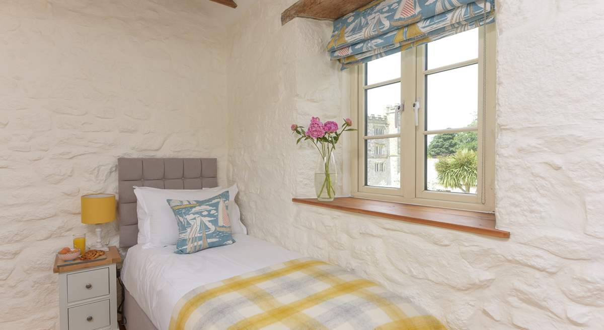 Sweet bedroom 3 has a lovely view of Pengersick Castle.