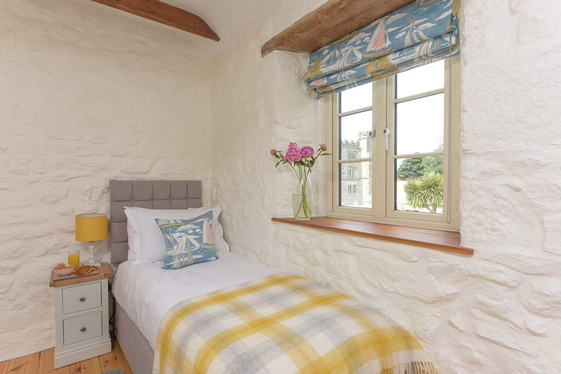 Sweet bedroom 3 has a lovely view of Pengersick Castle.