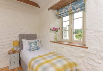 Sweet bedroom three has a lovely view of Pengersick Castle.