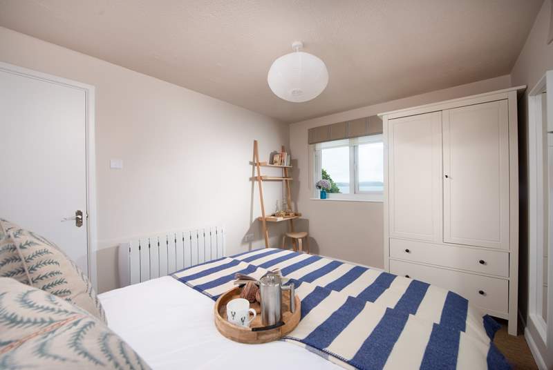 Lovely bedroom one with views towards Nare head.
