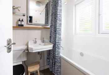 The nautical themed bathroom. 