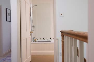 The family bathroom will treat you to leisurely holiday soaks but there's also an overhead shower to set you up for the day.