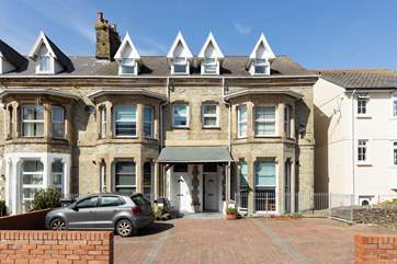 Seaview is a duplex apartment in a converted Victorian villa.
The entrance door being the left-hand door with your dedicated parking spot immediately on your left.