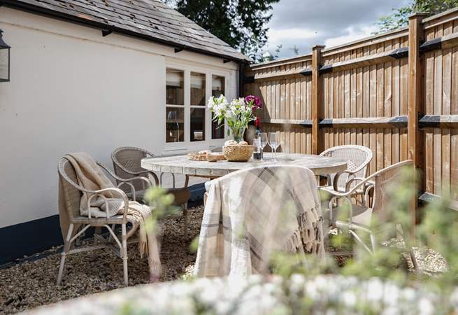 Appreciate the fine weather by dining outside.