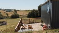 Please note Harvest Hut is positioned in a meadow with another hideaway and 5 caravan pitches, but you have your own area and privacy. 