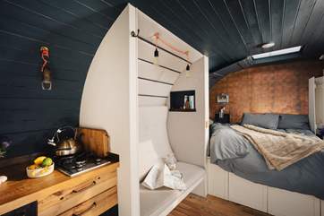 The curved design of the cabin makes it a truly unique place to stay.