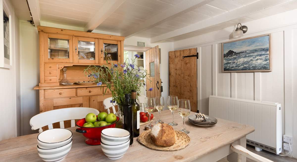 The farmhouse-style dining-room.