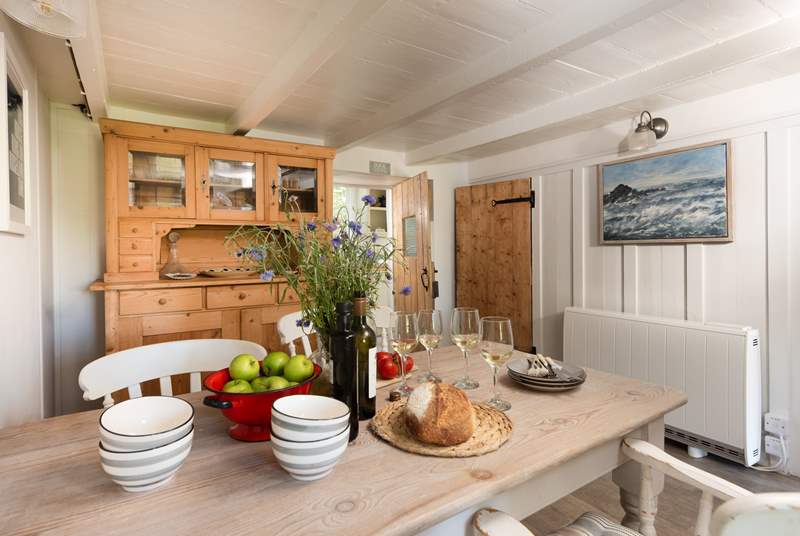The farmhouse-style dining-room.
