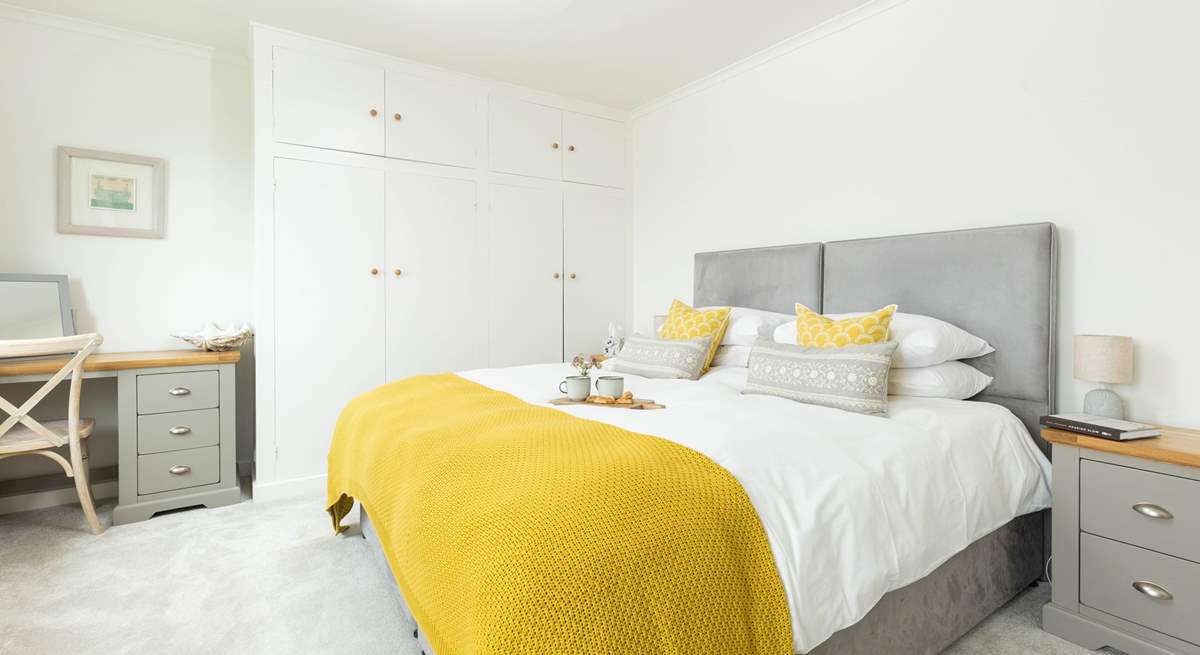 The bedrooms are beautifully furnished in pastel shades. Bedroom 1 also has a fabulous view towards the bay. The bed can also become two single beds should you prefer. 