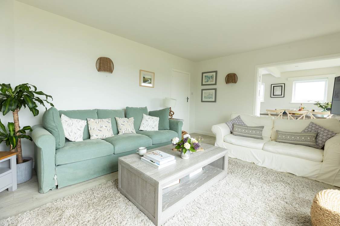 The open plan living space is light and bright.