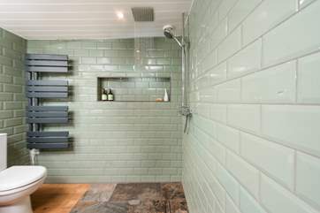 The drench head shower will set you up for the day.