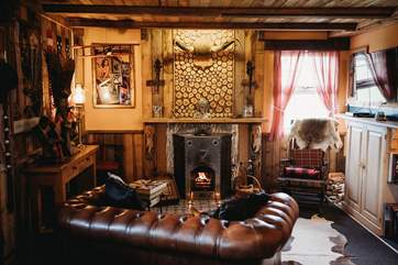 The theme of this cabin will transport you to a Wild West movie set.