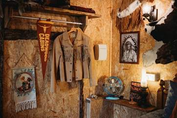 Decorated with trinkets and antiques collected from across the United States.