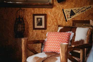 Unique and authentic features adorn this wild western hideout.