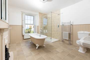 Spacious and beautiful, complete with roll-top bath, this bathroom is situated next to bedroom three on the first floor.