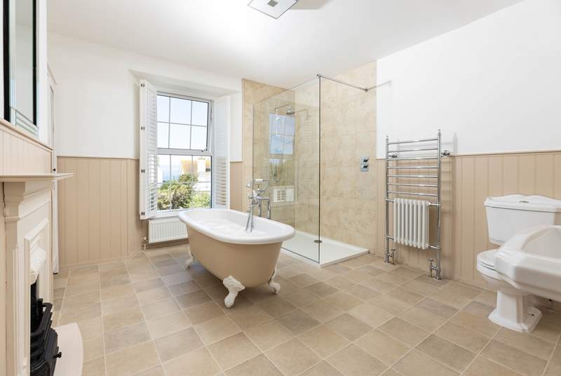 Spacious and beautiful, complete with roll-top bath, this bathroom is situated next to bedroom three on the first floor.
