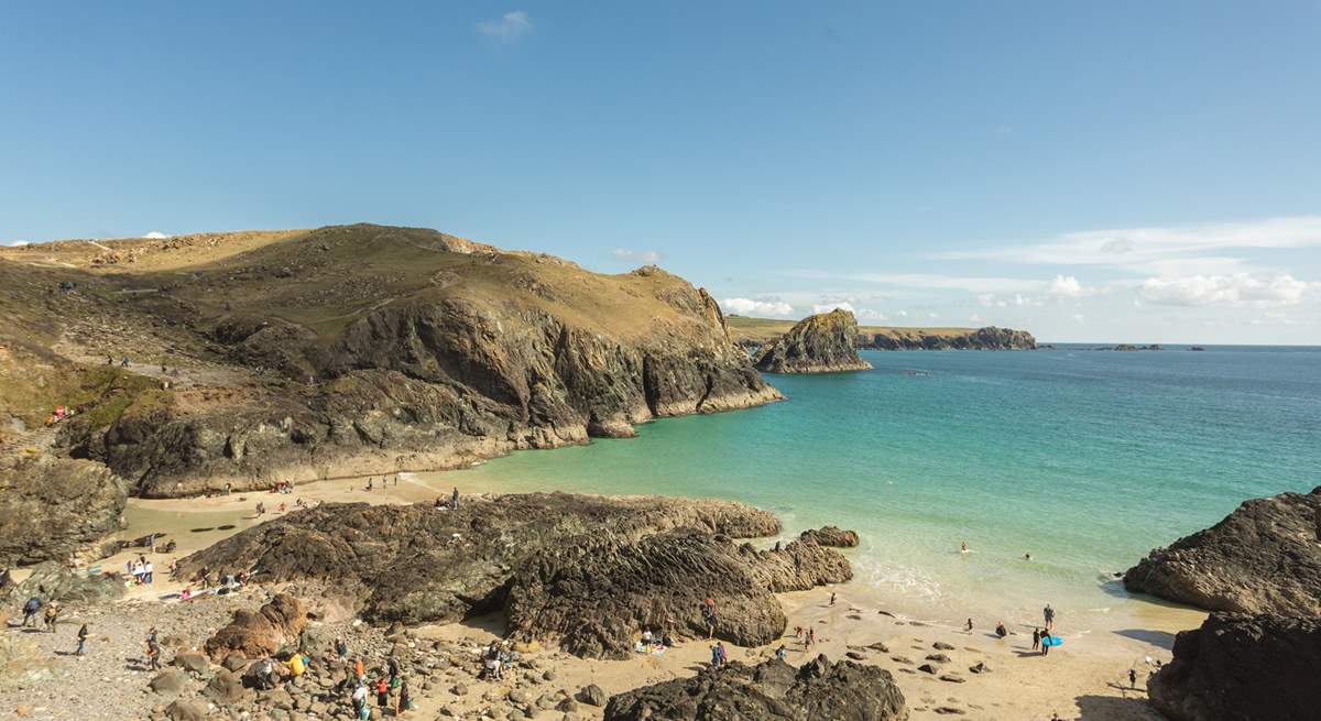 The Lizard is home to the iconic Kynance Cove -  accessed via the coastal path or by car.