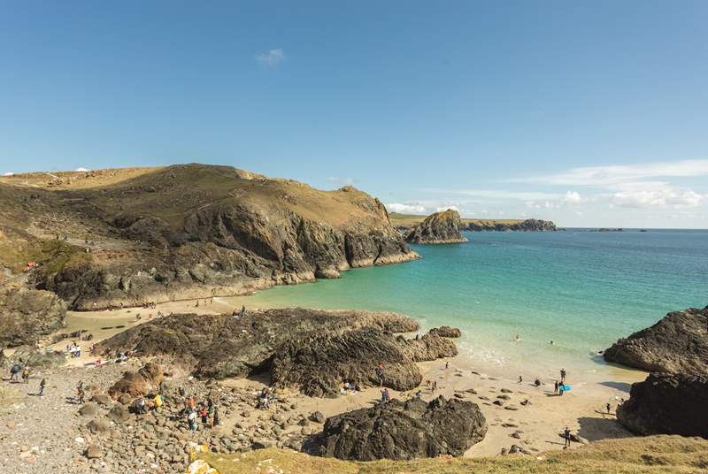 The Lizard is home to the iconic Kynance Cove -  accessed via the coastal path or by car.