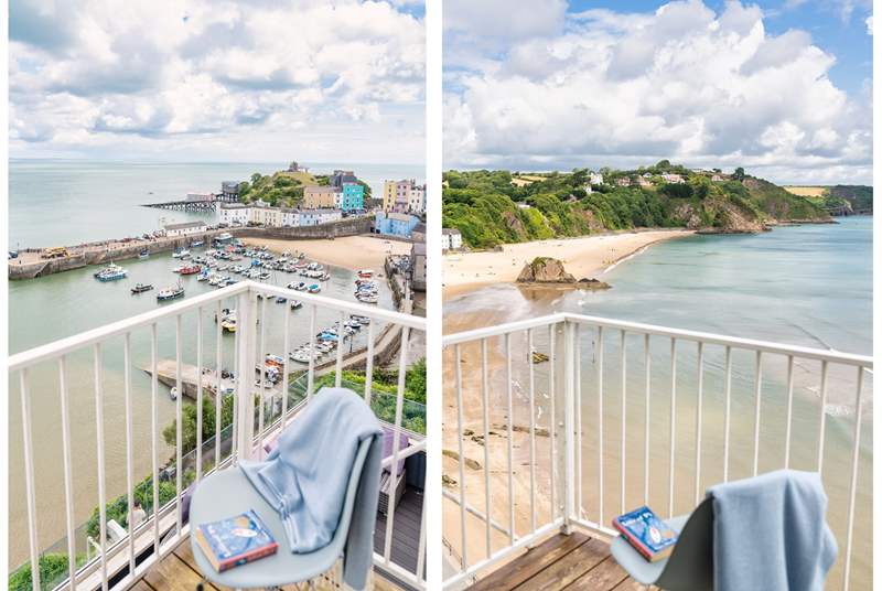 From the balcony take in glorious North Beach to the left and the colourful hues of Tenby Harbour to your right. 