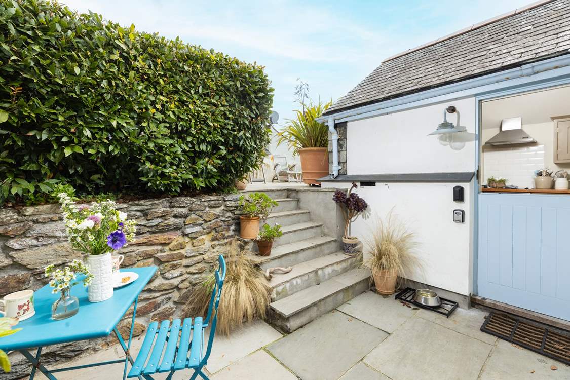 The Blue House has two outdoor seating areas to enjoy with easy access out from the kitchen.