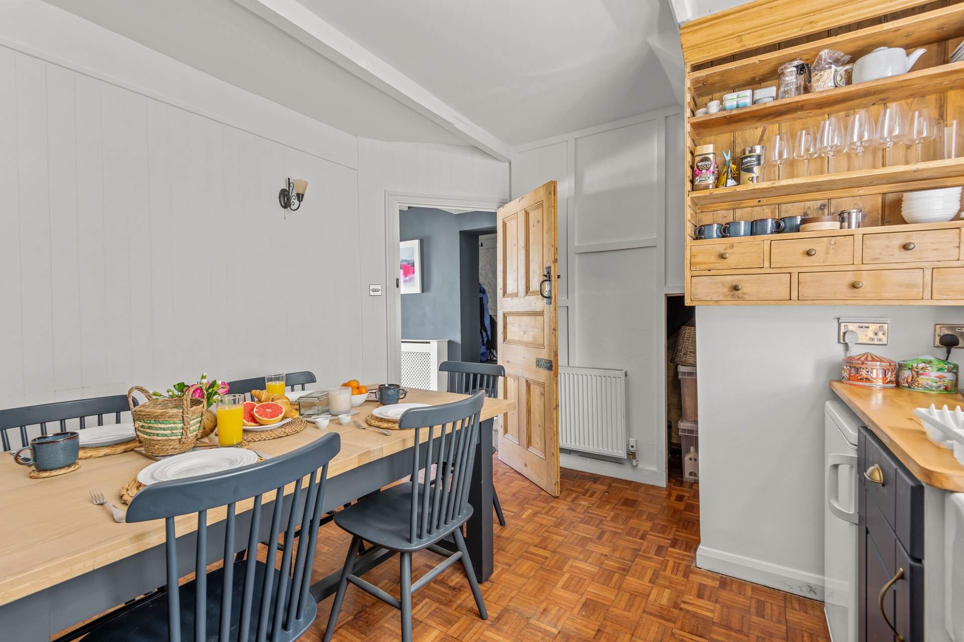 The kitchen offers a great dining space to lay out any feast.