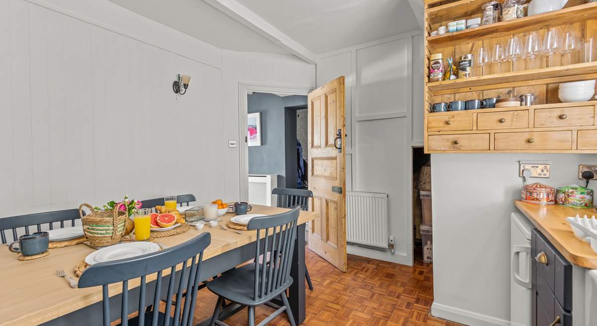 The kitchen offers a great dining space to lay out any feast.