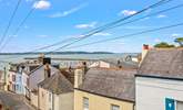 The view from your external seating-area, down to the harbour and out to sea. You are so close to the harbour, you can almost touch it. - Thumbnail Image