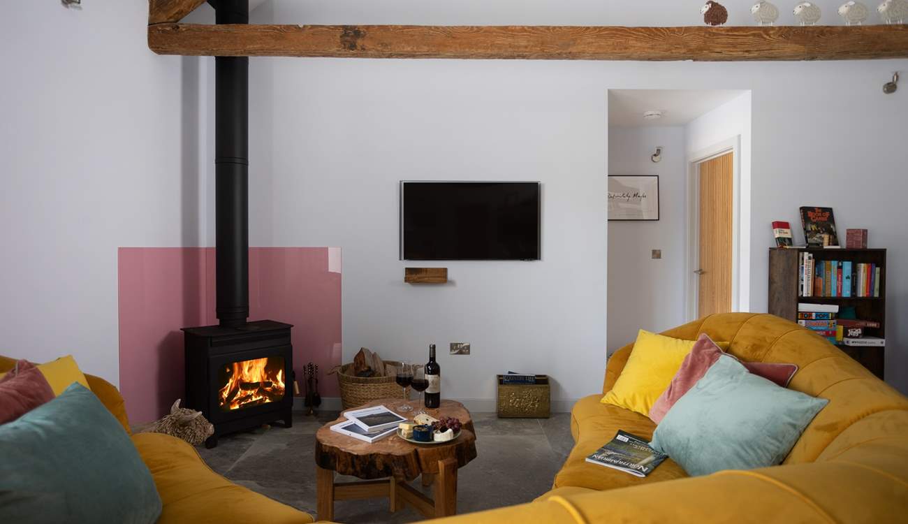 The sofa is comfy and cosy. Wallow in the heat from the wood-burner and relax after a day exploring the forest.