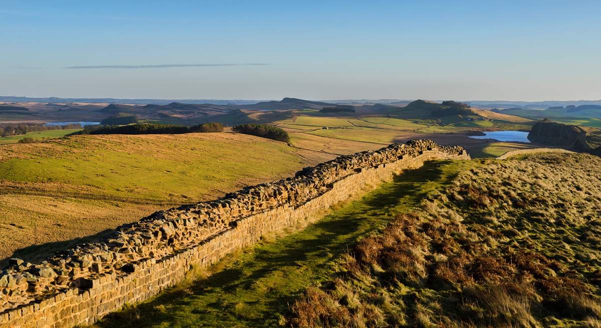 Hadrian's Wall looks stunning bathed in sunlight.