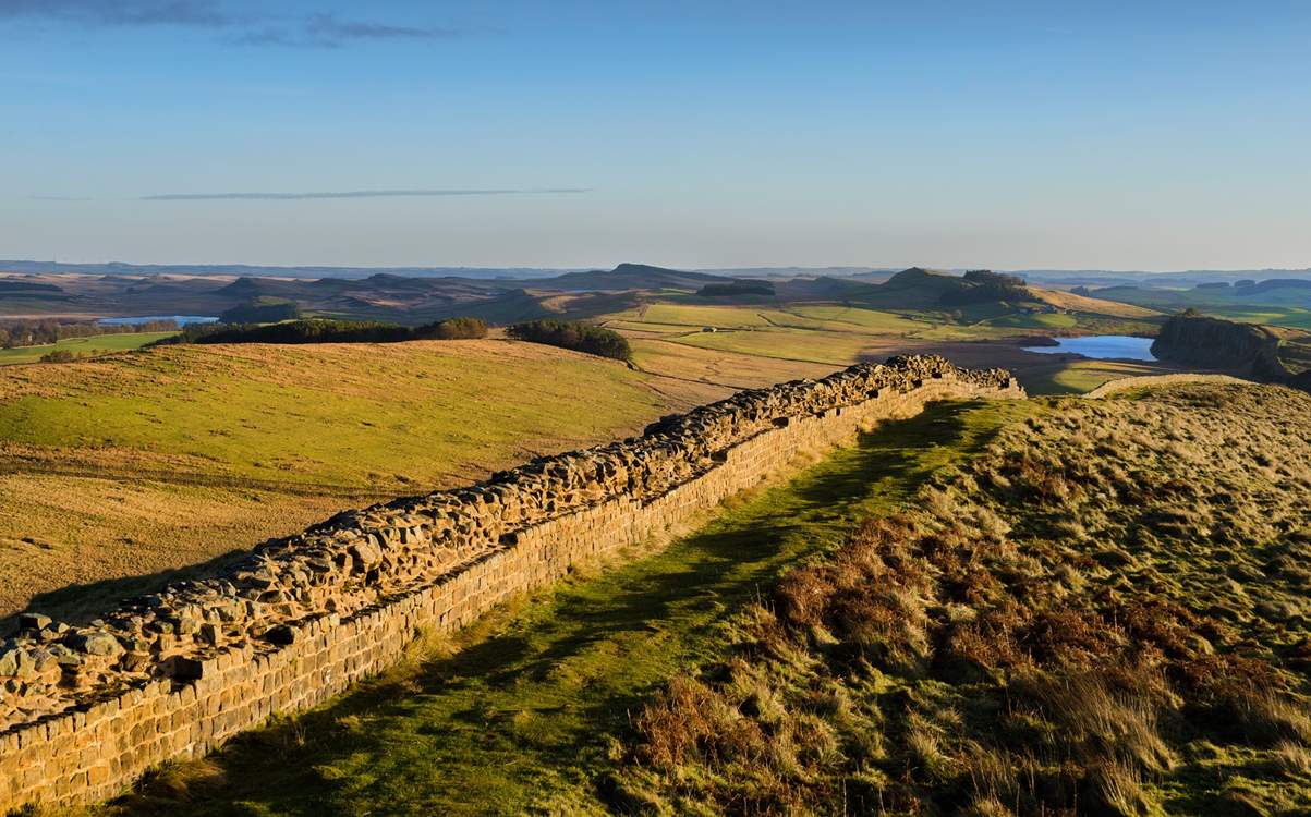 Hadrian's Wall looks stunning bathed in sunlight.