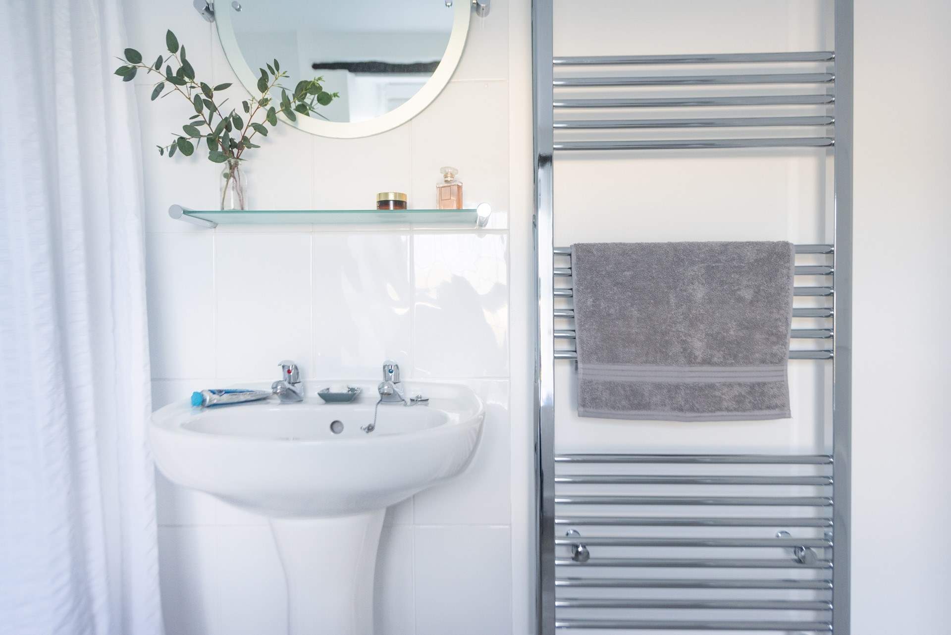 With a heated towel rail.