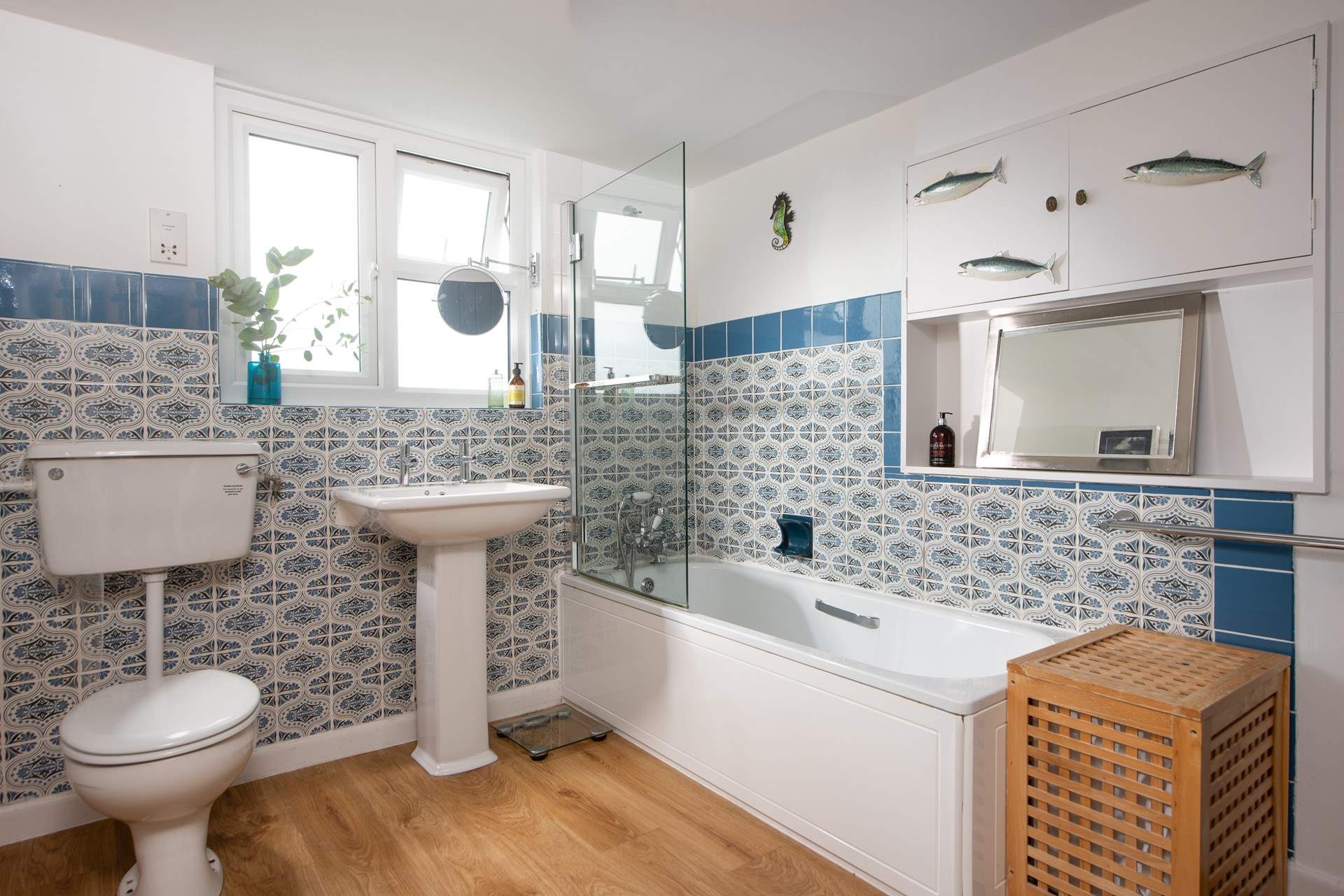 The family bathroom with shower attachment. 