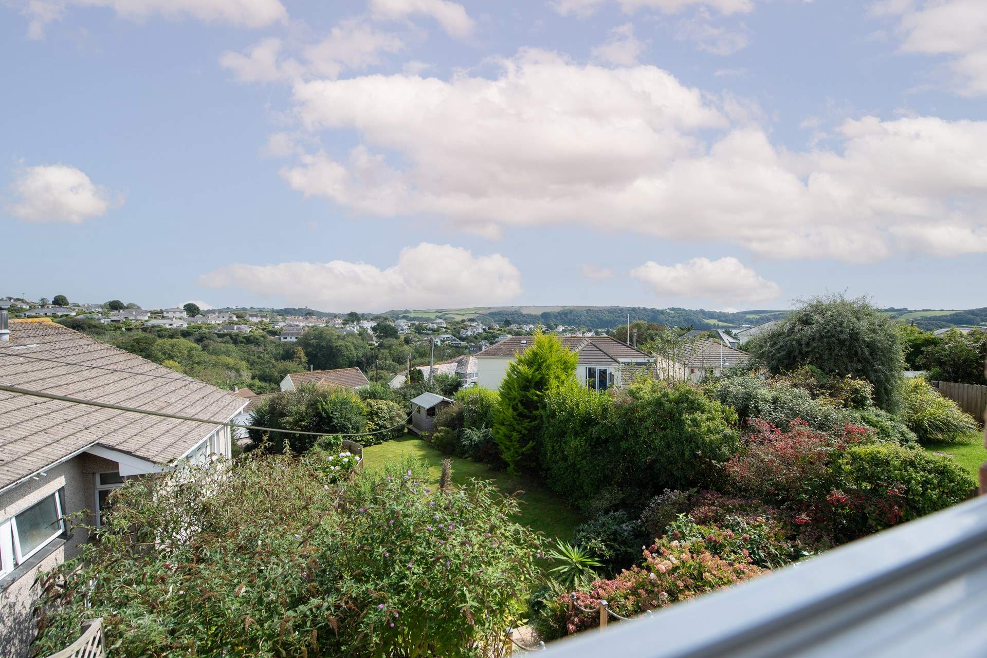 View from the first floor showing the cottage garden and further afield towards the village.