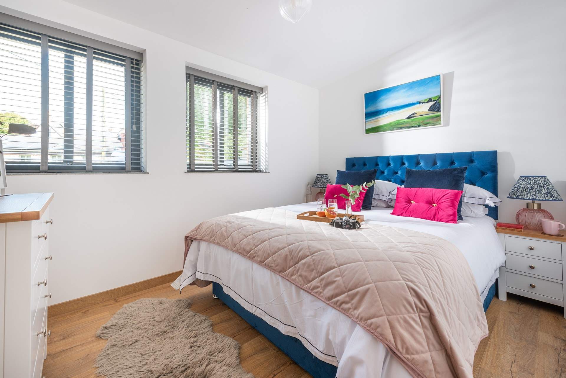 Gorgeous throws adorn the beds at Swallows Rest.