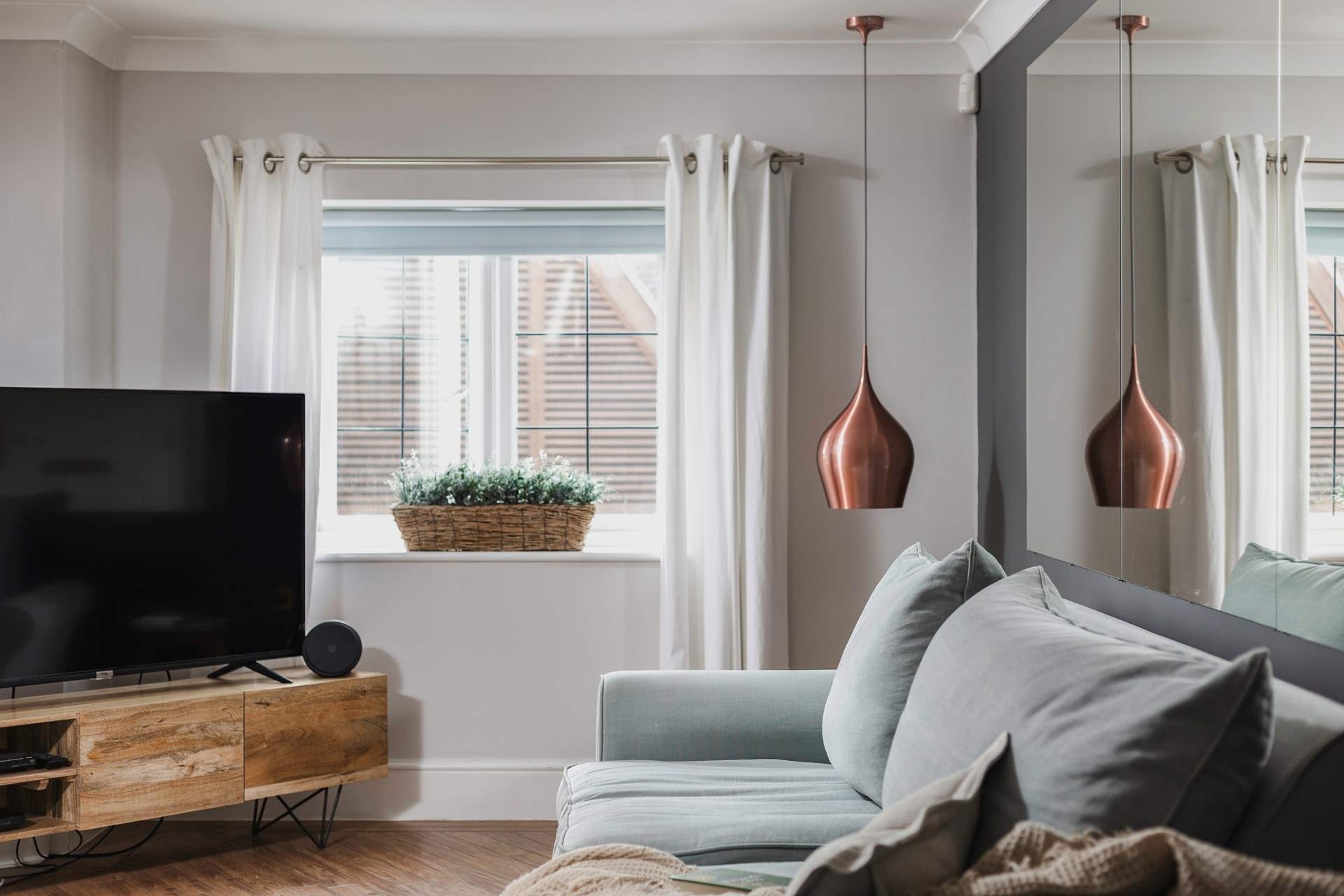 Stretch out on the large three seater sofa.