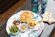 Nibbles and drinks outside.