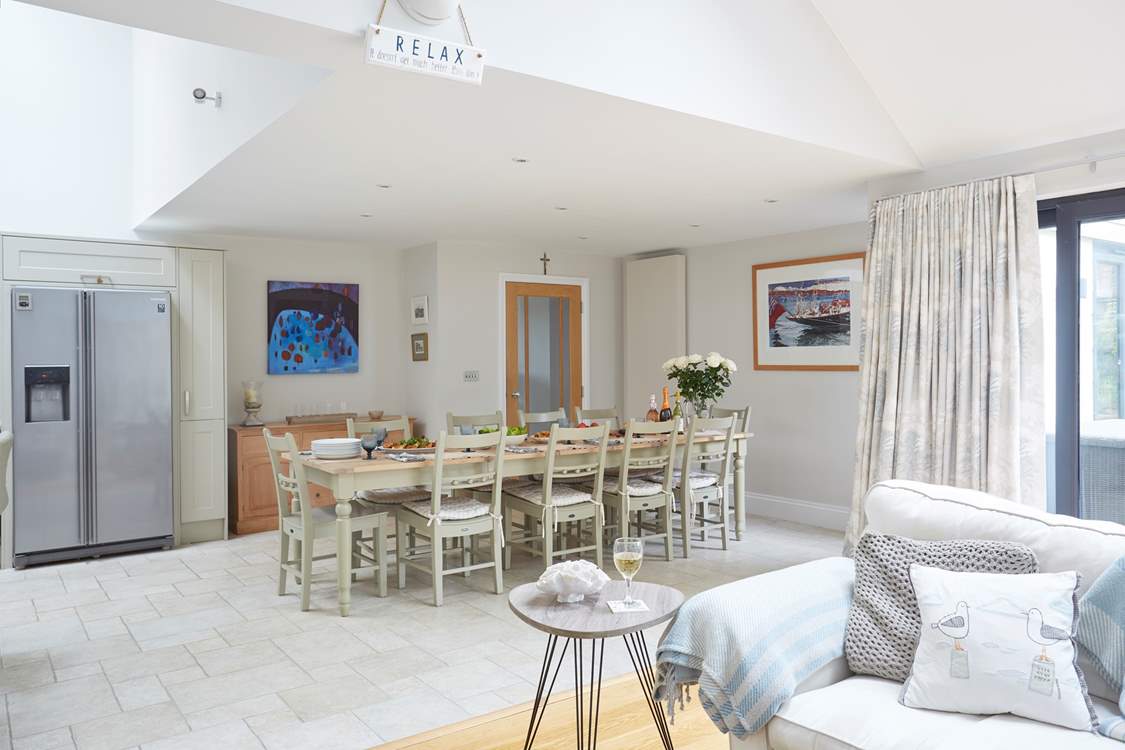 A long dining-table is perfect for up to 10 hungry guests.