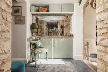 The entrance hall is a serene space with elegant touches.