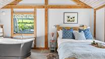 There's a touch of luxury in the bedroom.