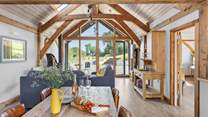 No matter the position, you can always soak in the view of the garden and watch the dogs play!