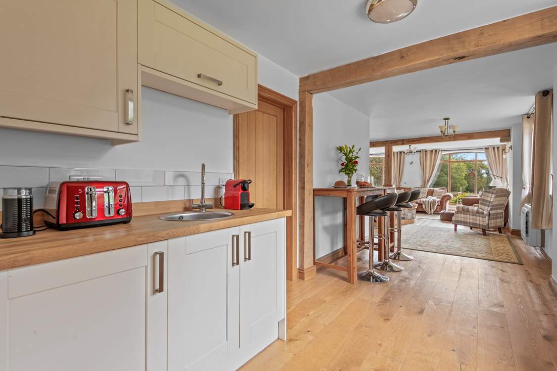 Looking into the living-area from this very handy breakfast-area.