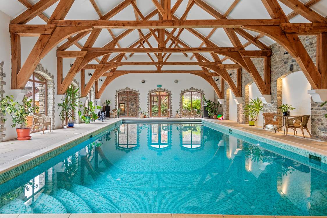 The glorious heated swimming pool is certainly worth the short stroll down the drive.