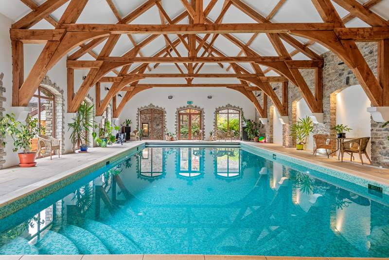 The glorious heated swimming pool is certainly worth the short stroll down the drive.