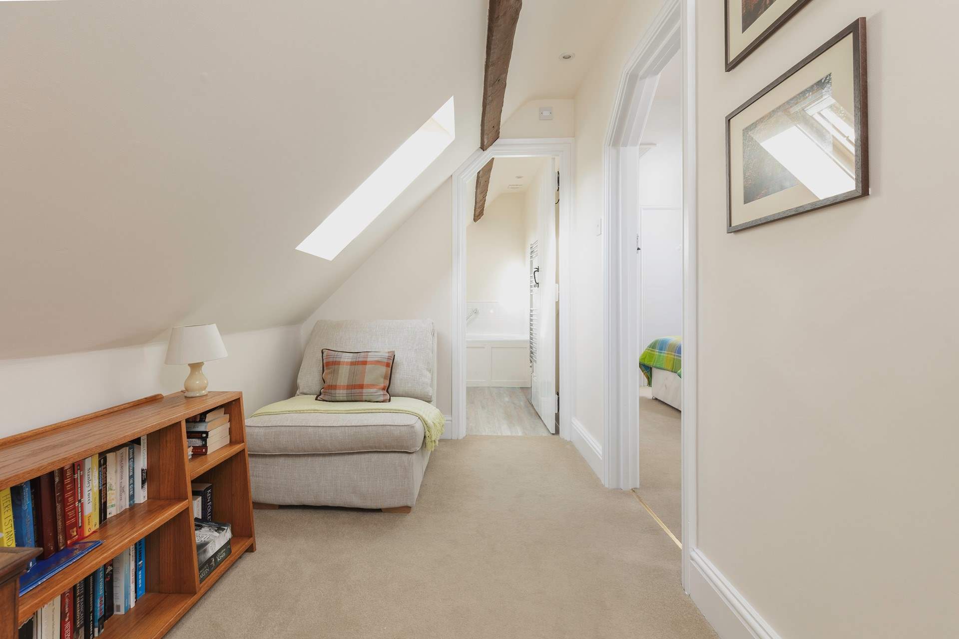 The landing leads to both bedrooms and the bathroom.