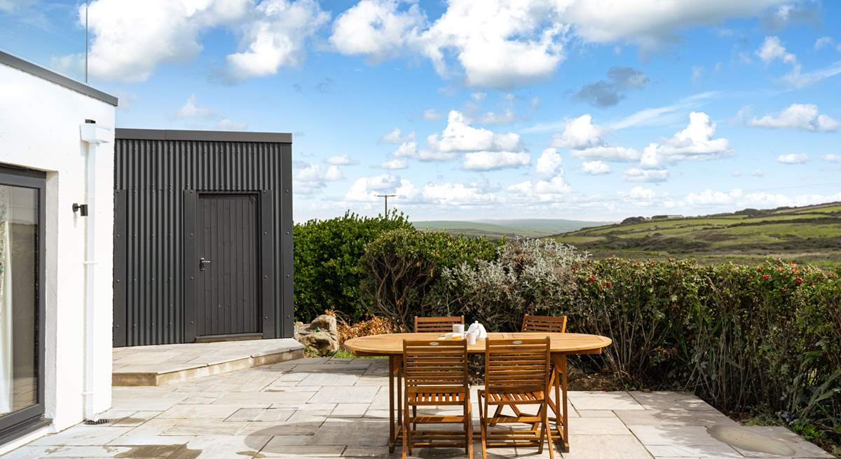 Just off the patio is the storage shed for bicycles, surf boards etc and where the barbecue is found. 