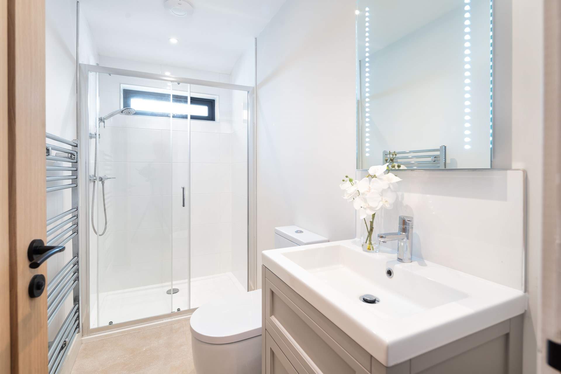 Simple elegance - the shower-room near Bedrooms 3 and 4 on the ground floor.