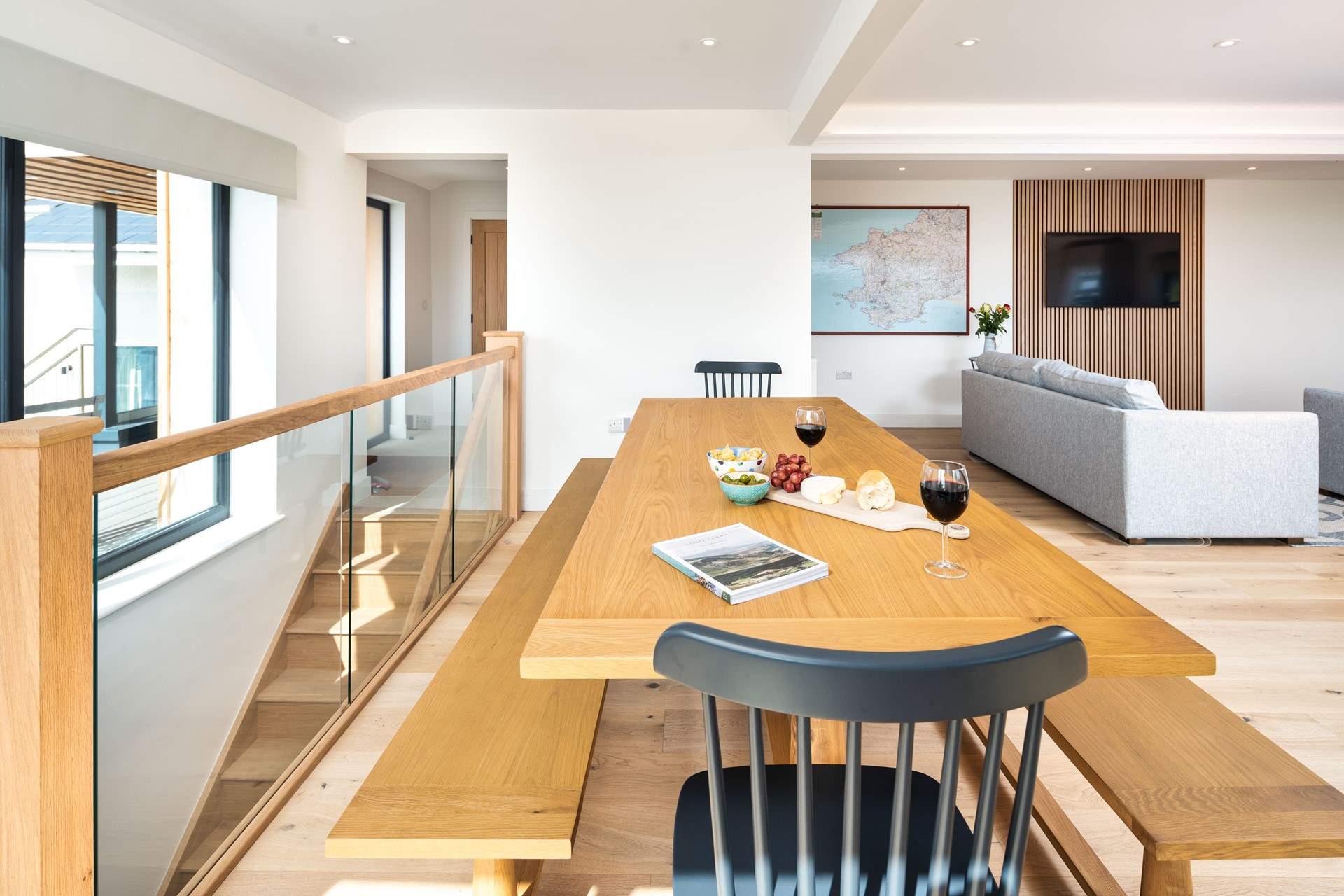 Practical elegance incorporating the large dining-room table.